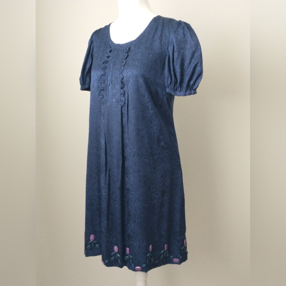 Sandro silk floral brocade beaded dress 1 US S - Picture 6 of 10